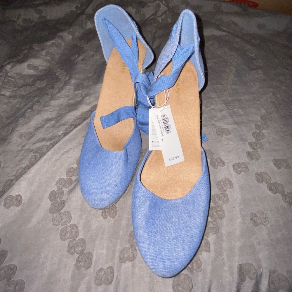 Old Navy Blue Denim Wedges